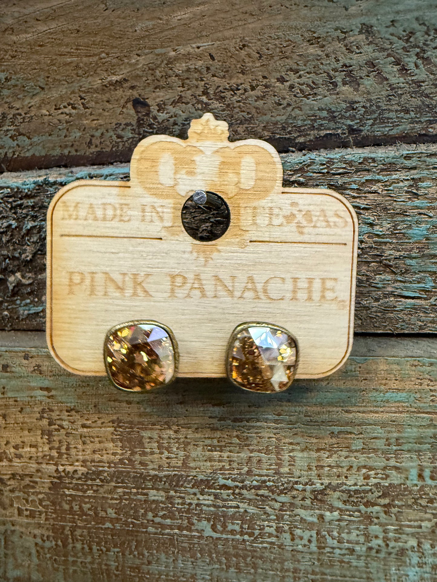 PINK PANACHE 10MM GOLDEN SHADOW BRONZE POST STUDS - E509BGS