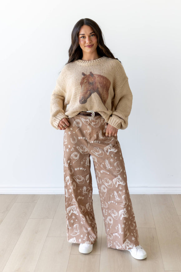 TAN WESTERN THINGS JEANS