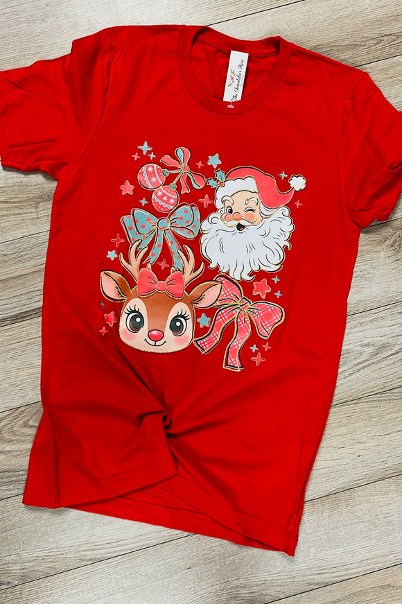 SANTA DEER TEE - RED