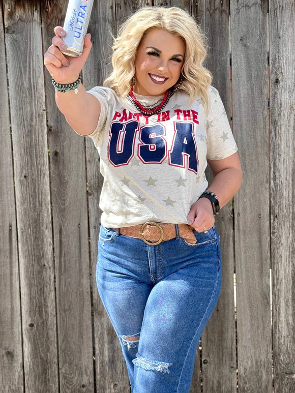PARTY IN THE USA TEE - NATURAL STARS