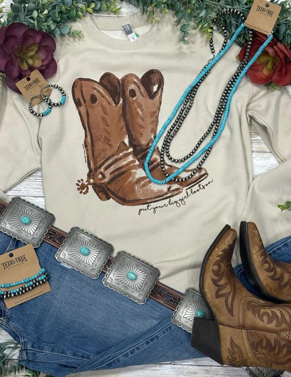 PUT YOUR BIG GIRL BOOTS ON TEE - HEATHER DUST