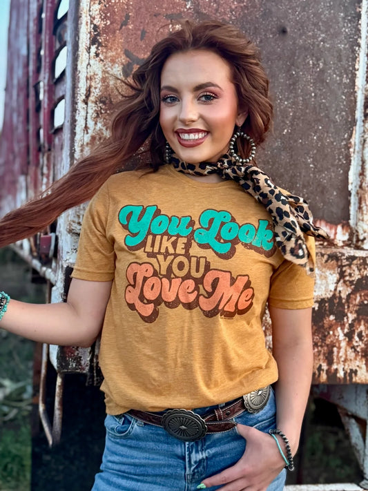 YOU LOOK LIKE YOU LOVE ME TEE - ANTIQUE GOLD
