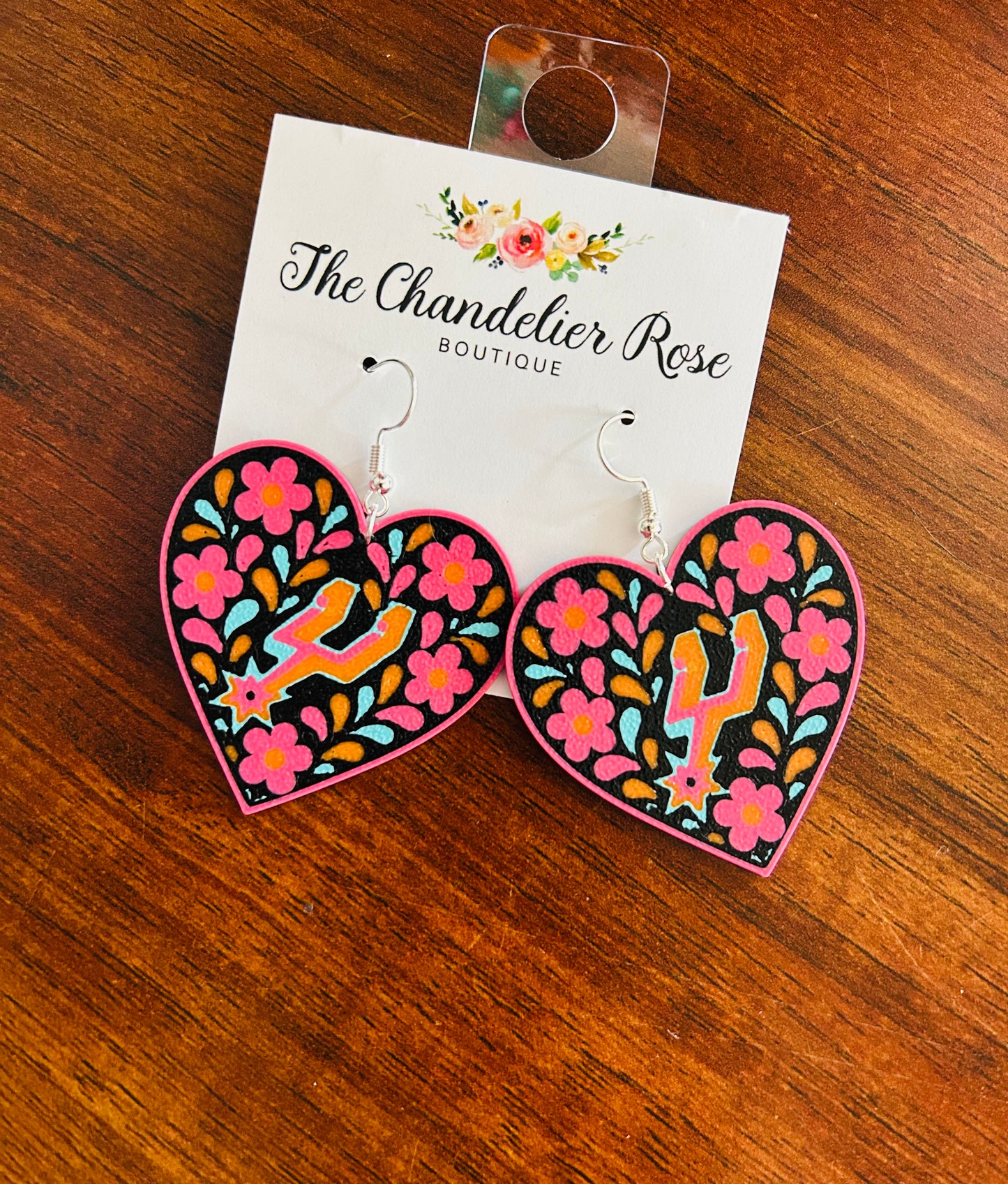 HEART RETRO FLORAL EARRINGS