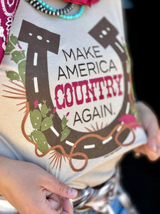 MAKE AMERICA COUNTRY AGAIN TEE - HEATHER TAN