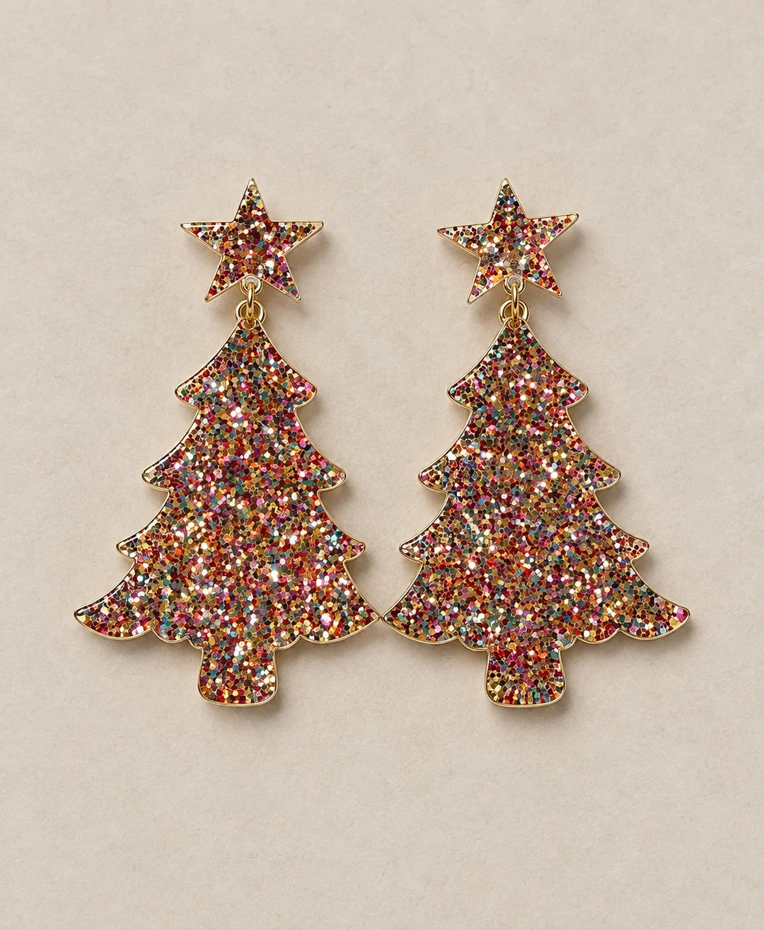 Glitter Christmas Tree Earrings