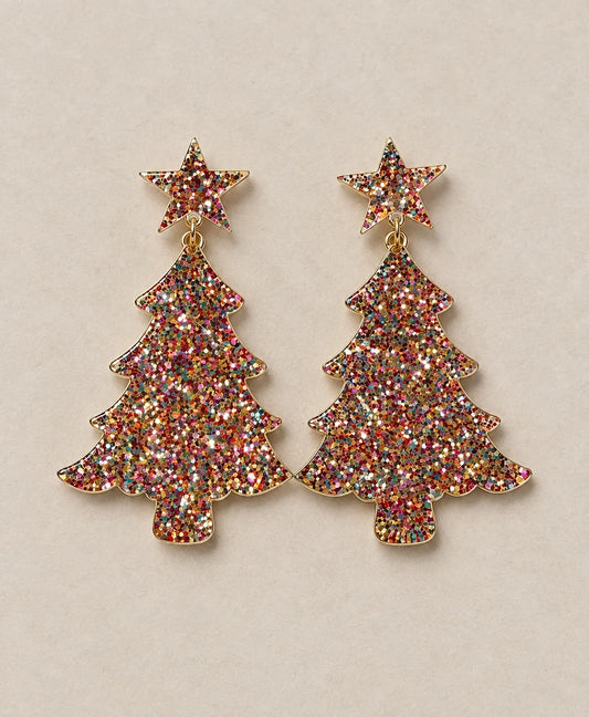 Glitter Christmas Tree Earrings