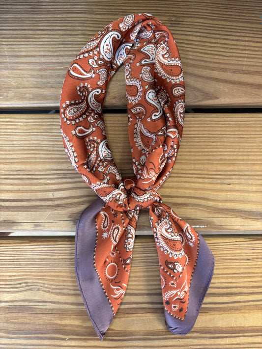 RUST PAISLEY BROWN BORDER WILD RAG