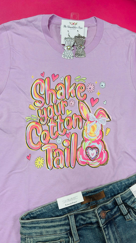 RHINESTONE SHAKE YOUR COTTON TAIL TEE - LAVENDER