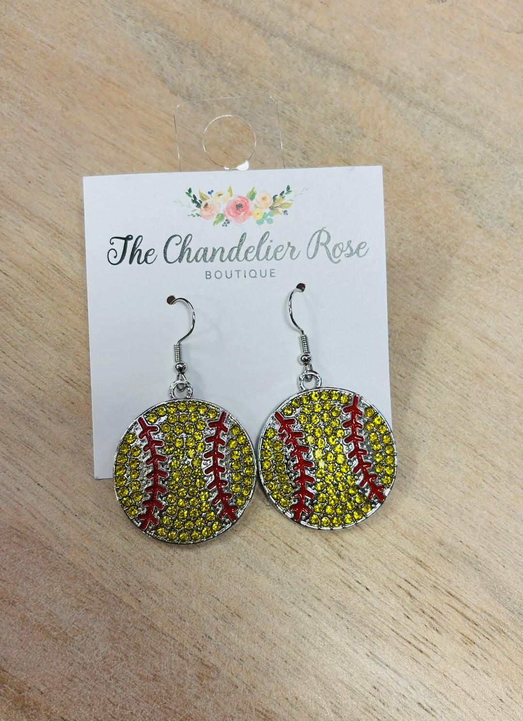 SOFTBALL HOOK RHINESTONE EARRINGS