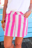 STRIPED NOVA DENIM SKIRT - NEON PINK