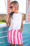 STRIPED NOVA DENIM SKIRT - NEON PINK