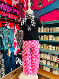 PINK CHECKERED DENIM YOUTH JEANS