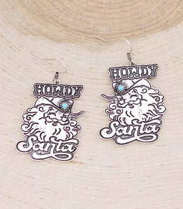 HOWDY SANTA SILVER HOOK EARRINGS