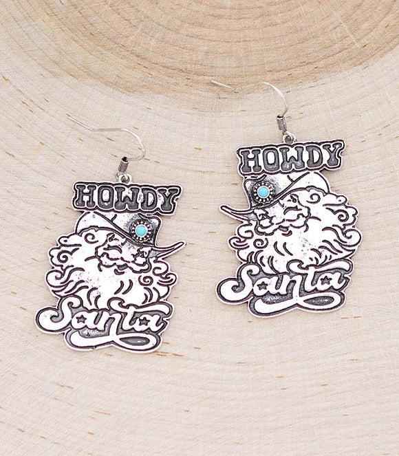 HOWDY SANTA SILVER HOOK EARRINGS