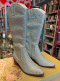 VERY G SHOW STOPPER TALL KADY RHINESTONE SILVER BOOTS