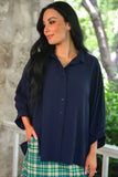 Sloane Button Up Top - NAVY