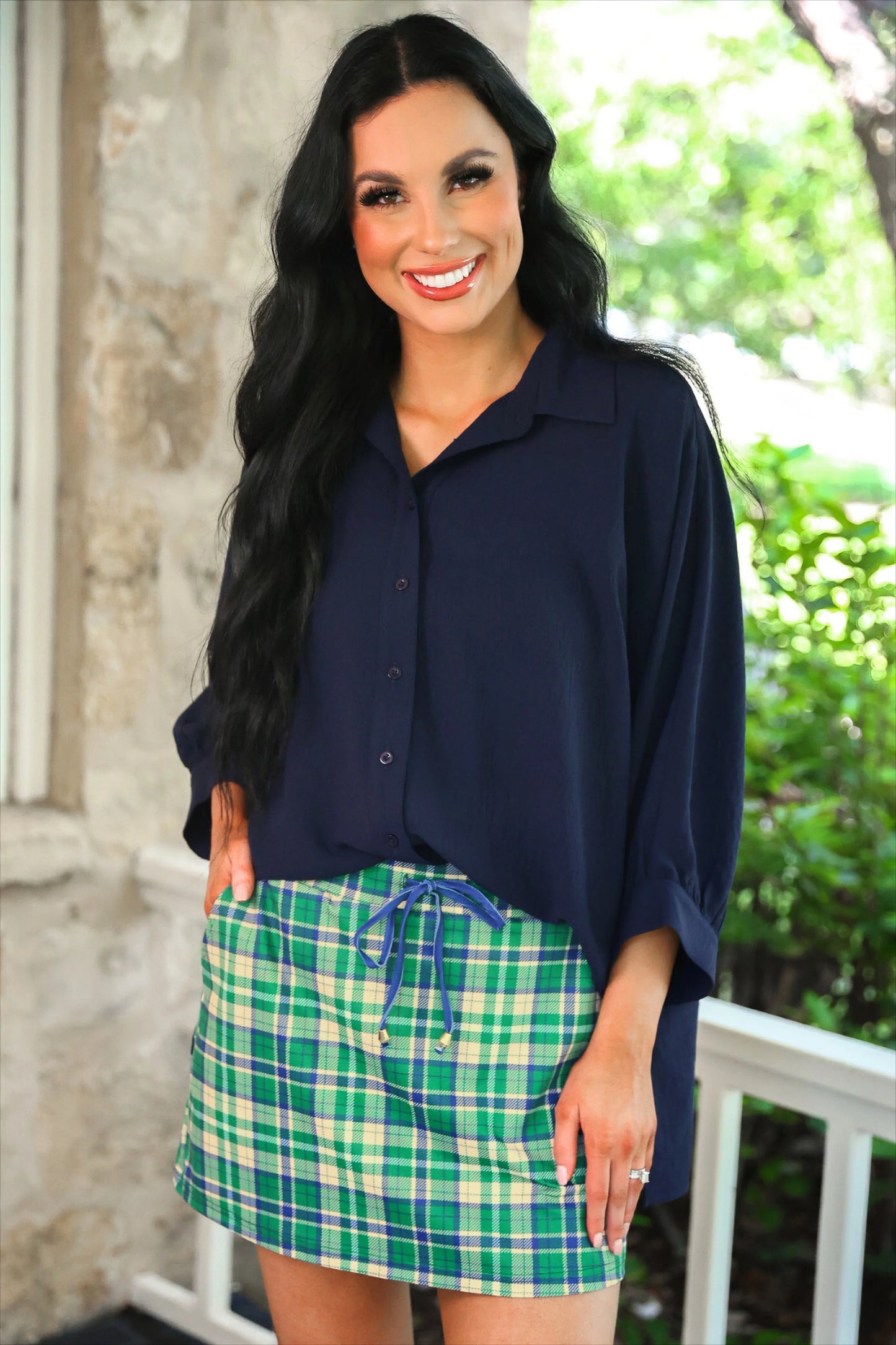 Sloane Button Up Top - NAVY