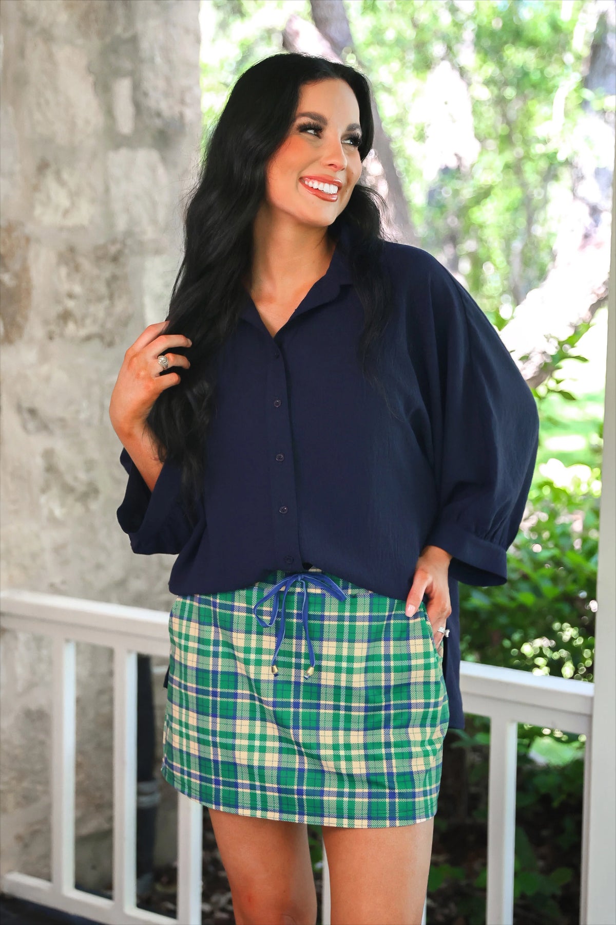 Sloane Button Up Top - NAVY