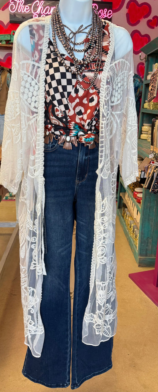 LACE BUTTERFLY BACK KIMONO