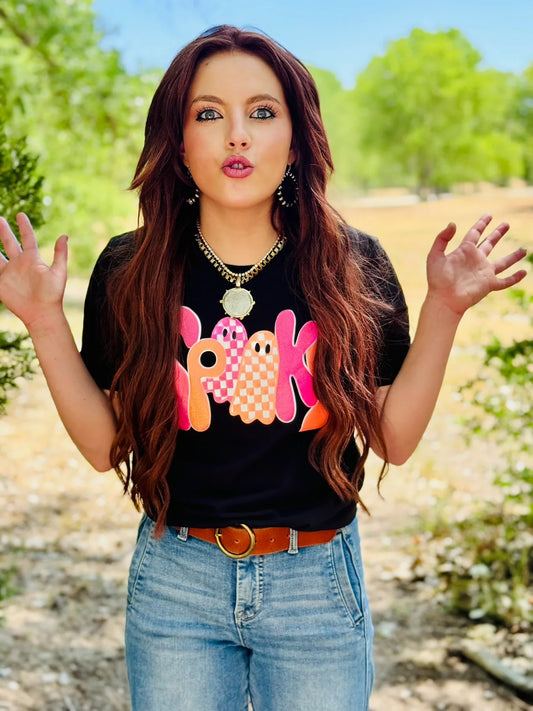 Spooky Tee In Glitter Puff