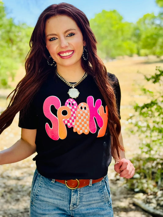 Spooky Tee In Glitter Puff