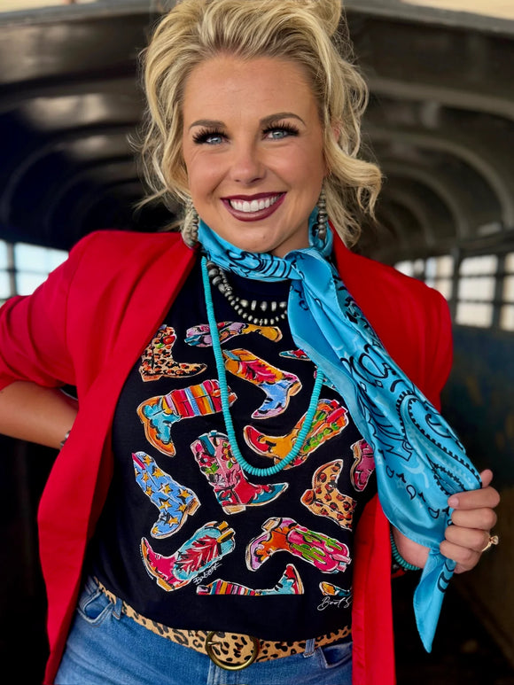 BOOT SCOOTIN' WESTERN TEE - BLACK