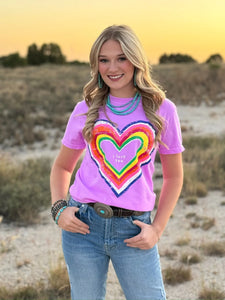 RAINBOW HEART I LOVE YOU TEE - NEONVIOLET