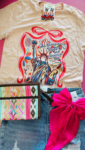 SHE LOVES JESUS AND AMERICA TOO TEE - BLUSH