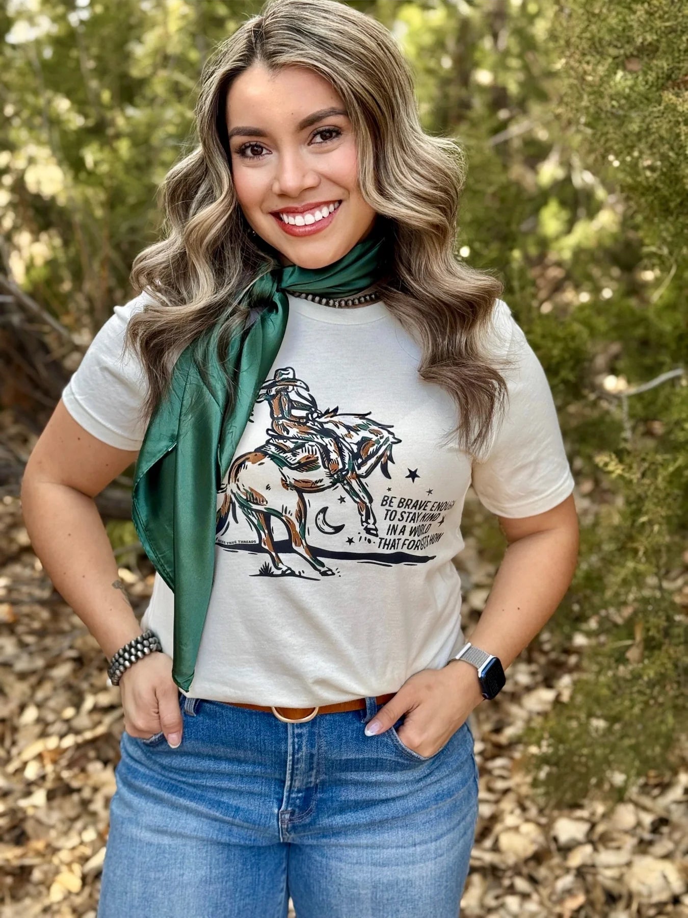 BE BRAVE ENOUGH COWGIRL TEE - NATURAL