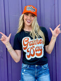 BIG GAME DAY RETRO ORANGE GLITTER TEE