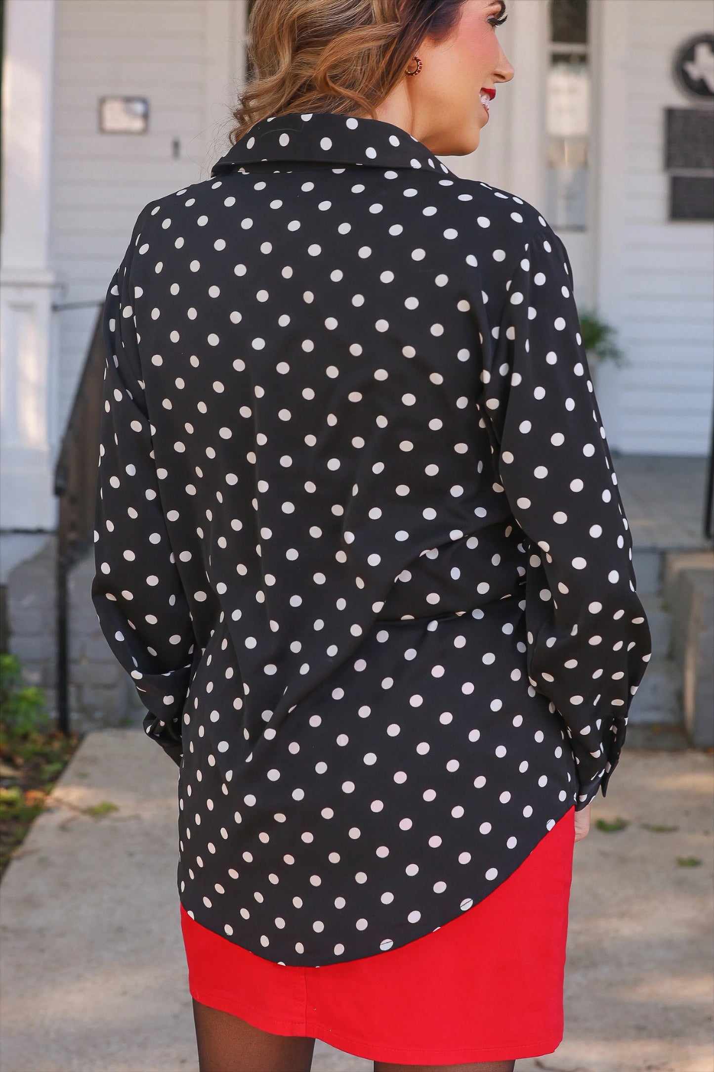 NINA BUTTON UP TUNIC - AFTER DARK POLKA DOT