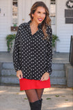 NINA BUTTON UP TUNIC - AFTER DARK POLKA DOT