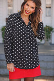 NINA BUTTON UP TUNIC - AFTER DARK POLKA DOT