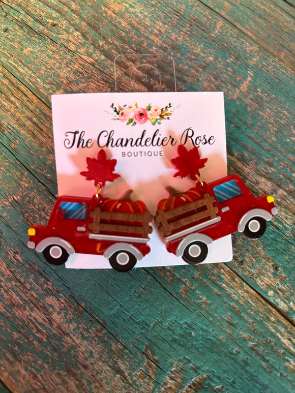 FALL PUMPKIN, LEAF AND CLASSIC TRUCK EARRINGS