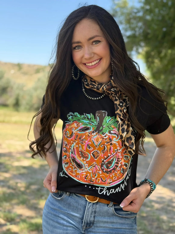 THANKFUL PUMPKIN TEE - BLACK