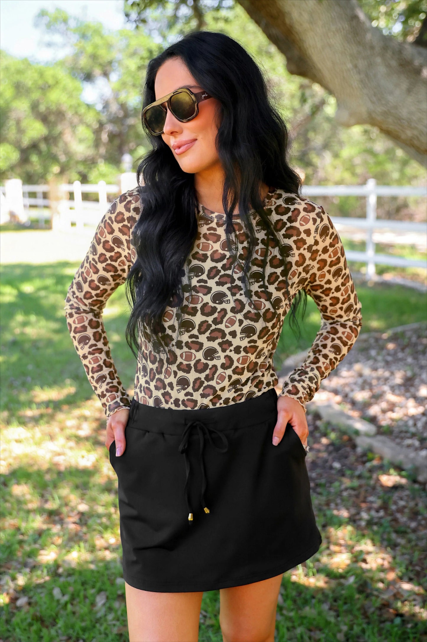 ALYSSA MESH TOP - GAME DAY LEOPARD