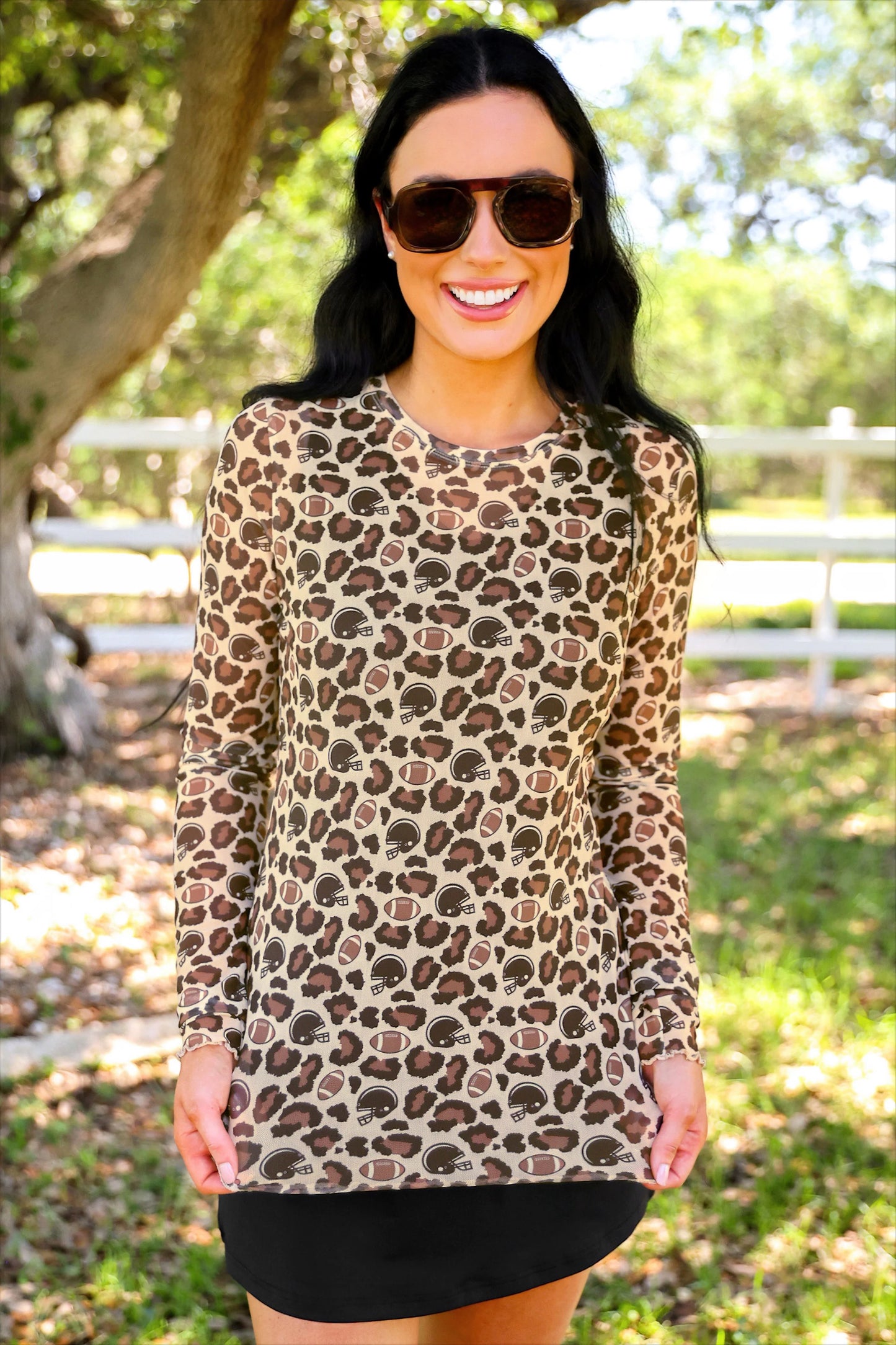 ALYSSA MESH TOP - GAME DAY LEOPARD