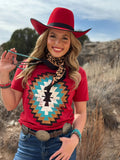 CHEYENNE AZTEC TEE - RED