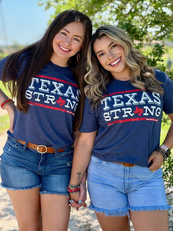 TEXAS STRONG PRAY FOR HILL COUNTRY TEE - HEATHER NAVY