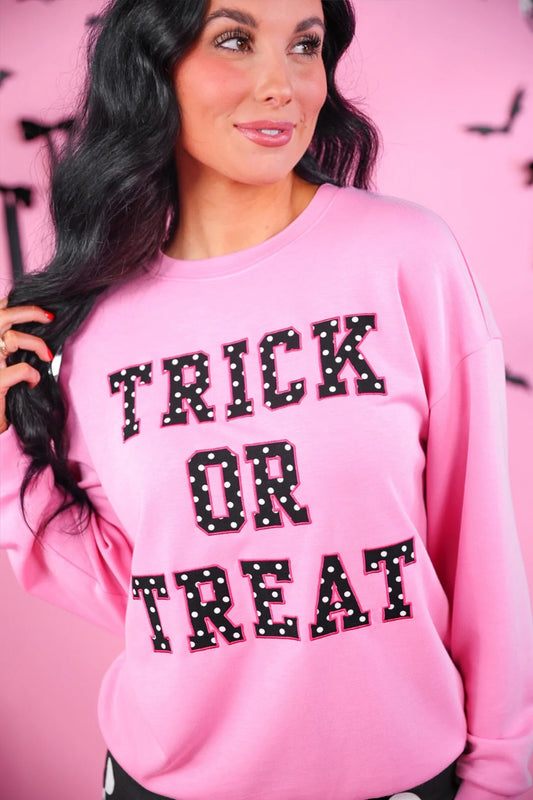 TRICK OR TREAT POLKA DOT PATCH PULLOVER