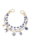 Triple Strand Game Day Bag Charm  -  Blue and White