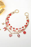 Triple Strand Game Day Bag Charm  -  Red and White
