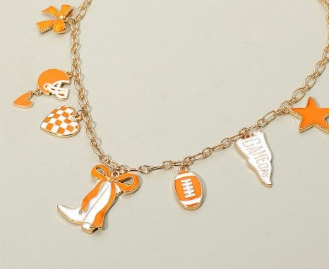 Game Day Bag Charm Boot Bow -  Orange