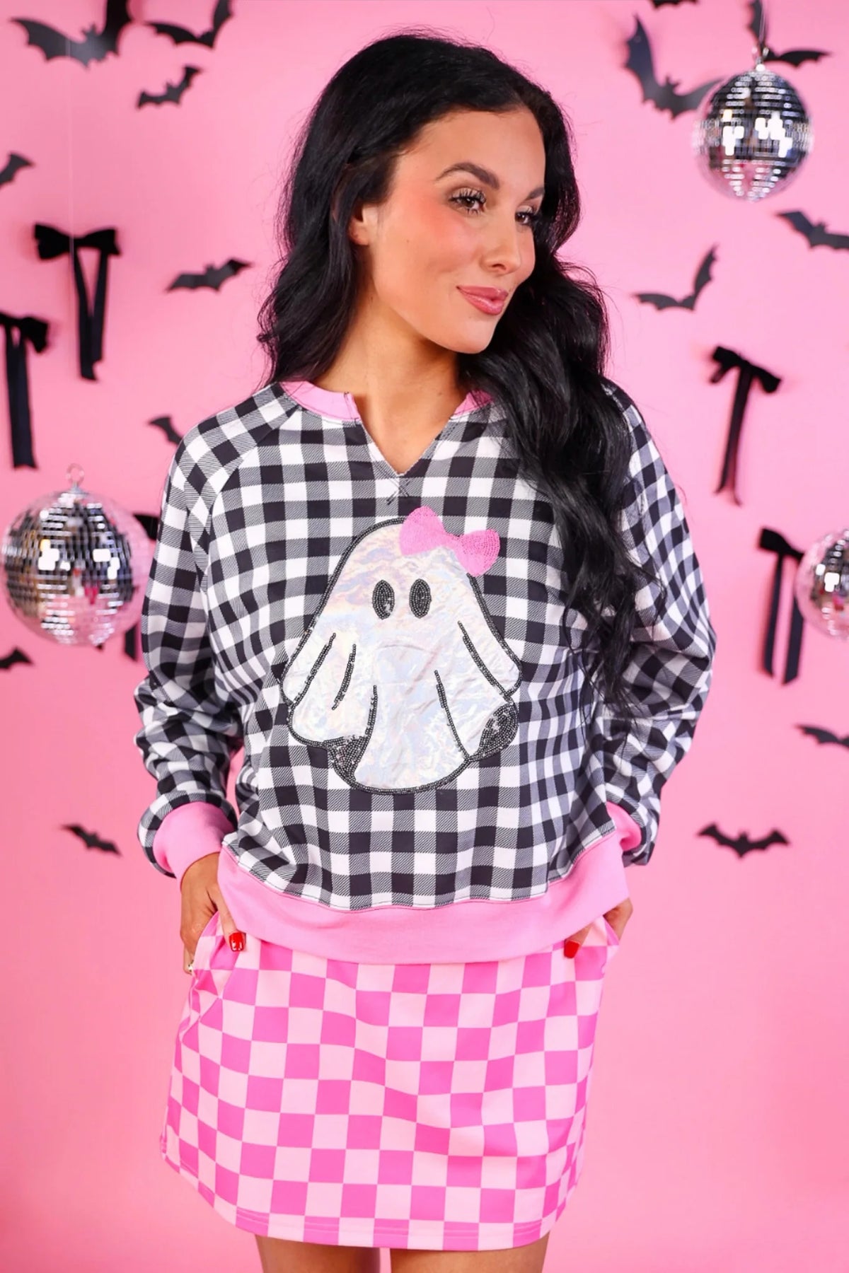 CHECKERED BUBBLEGUM SKORT