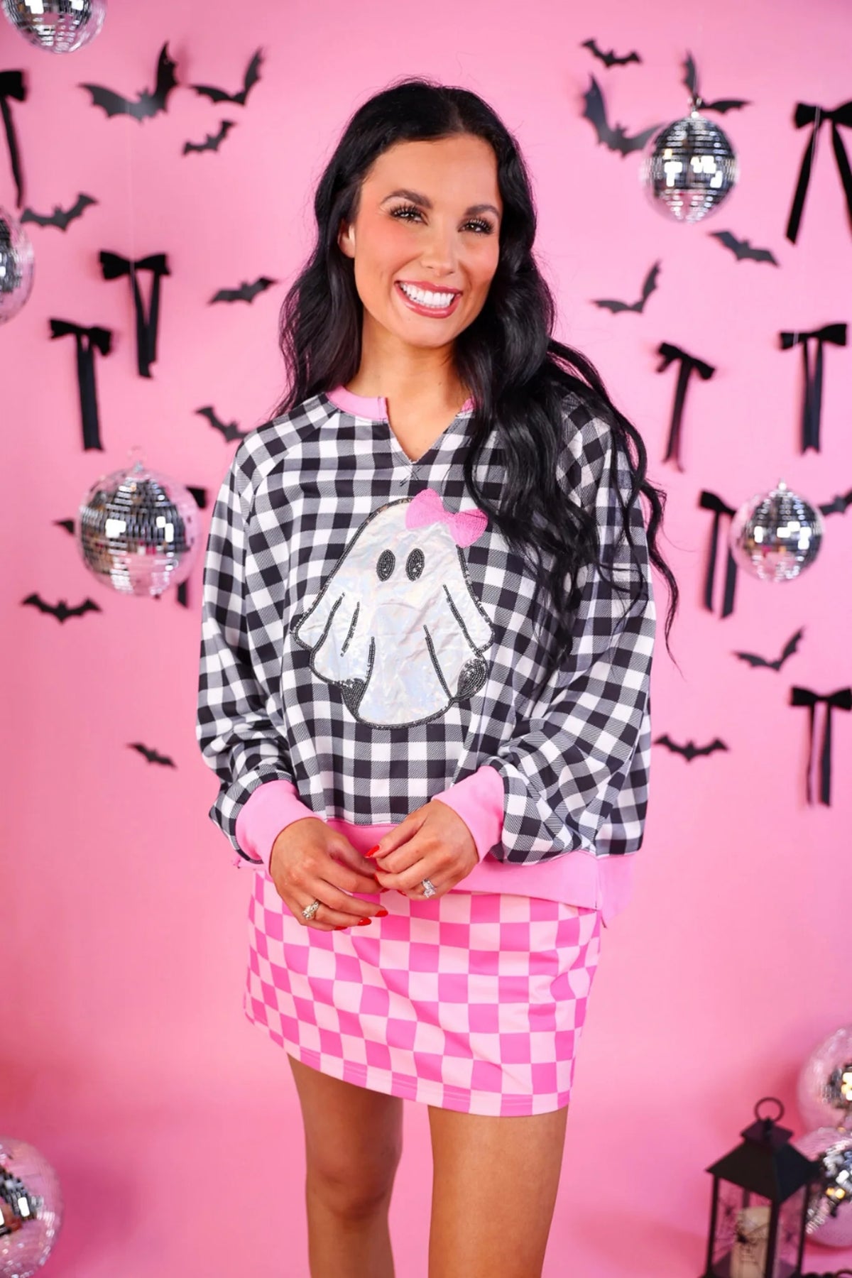 CHECKERED BUBBLEGUM SKORT