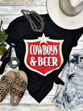 COWBOYS AND BEER TEE - CHARBLACK
