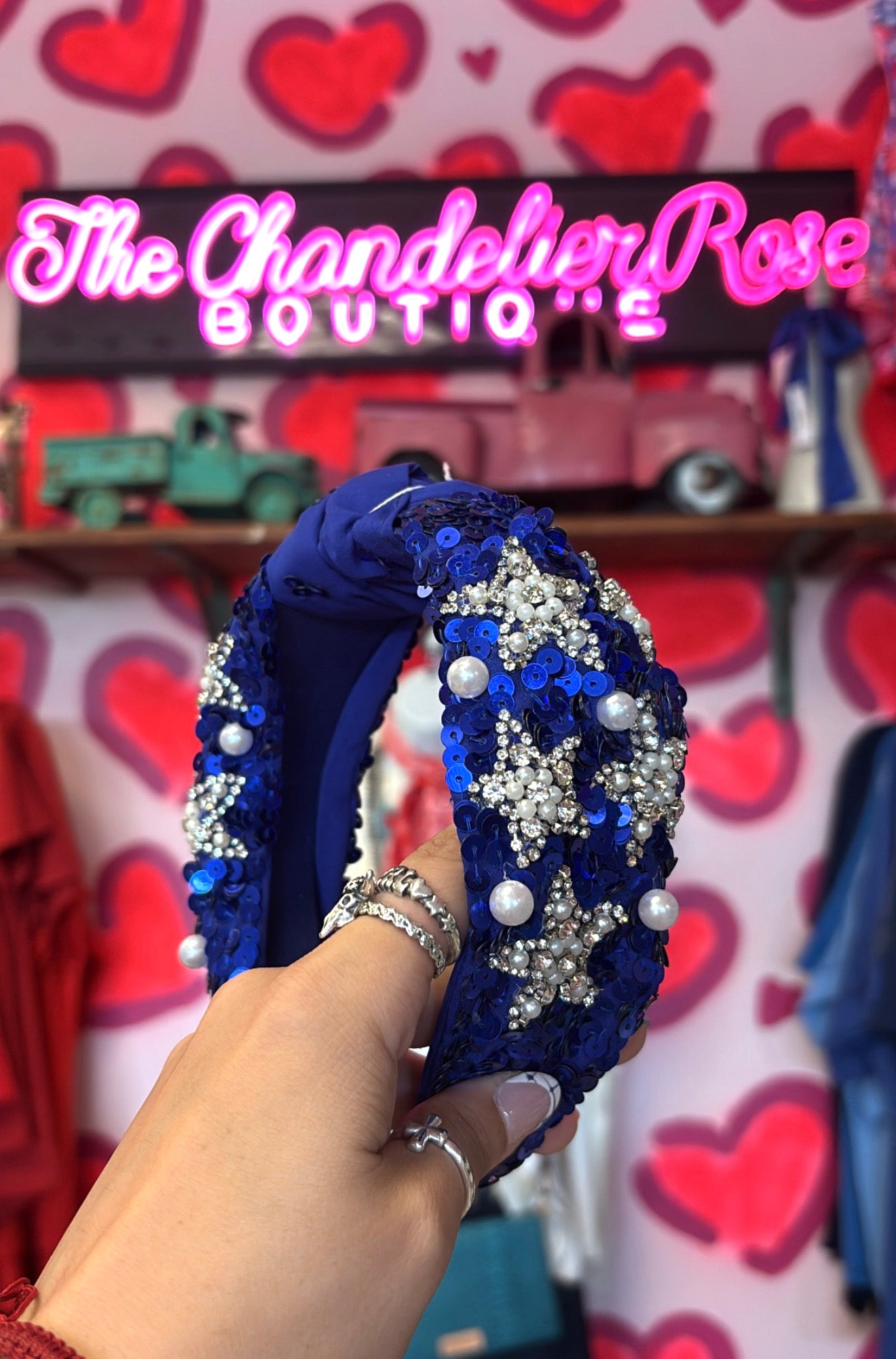 Royal Blue Sequins Stars Headband