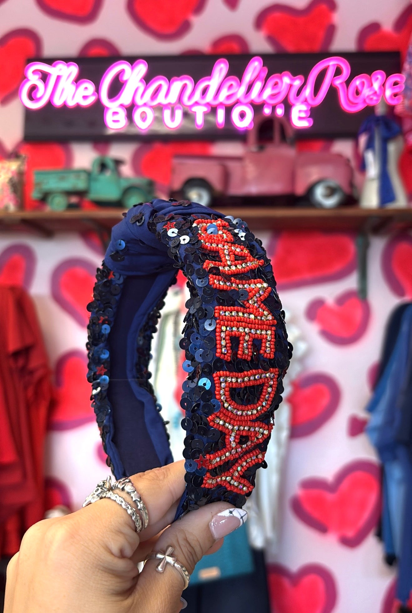 Navy and Orange Game Day Headband