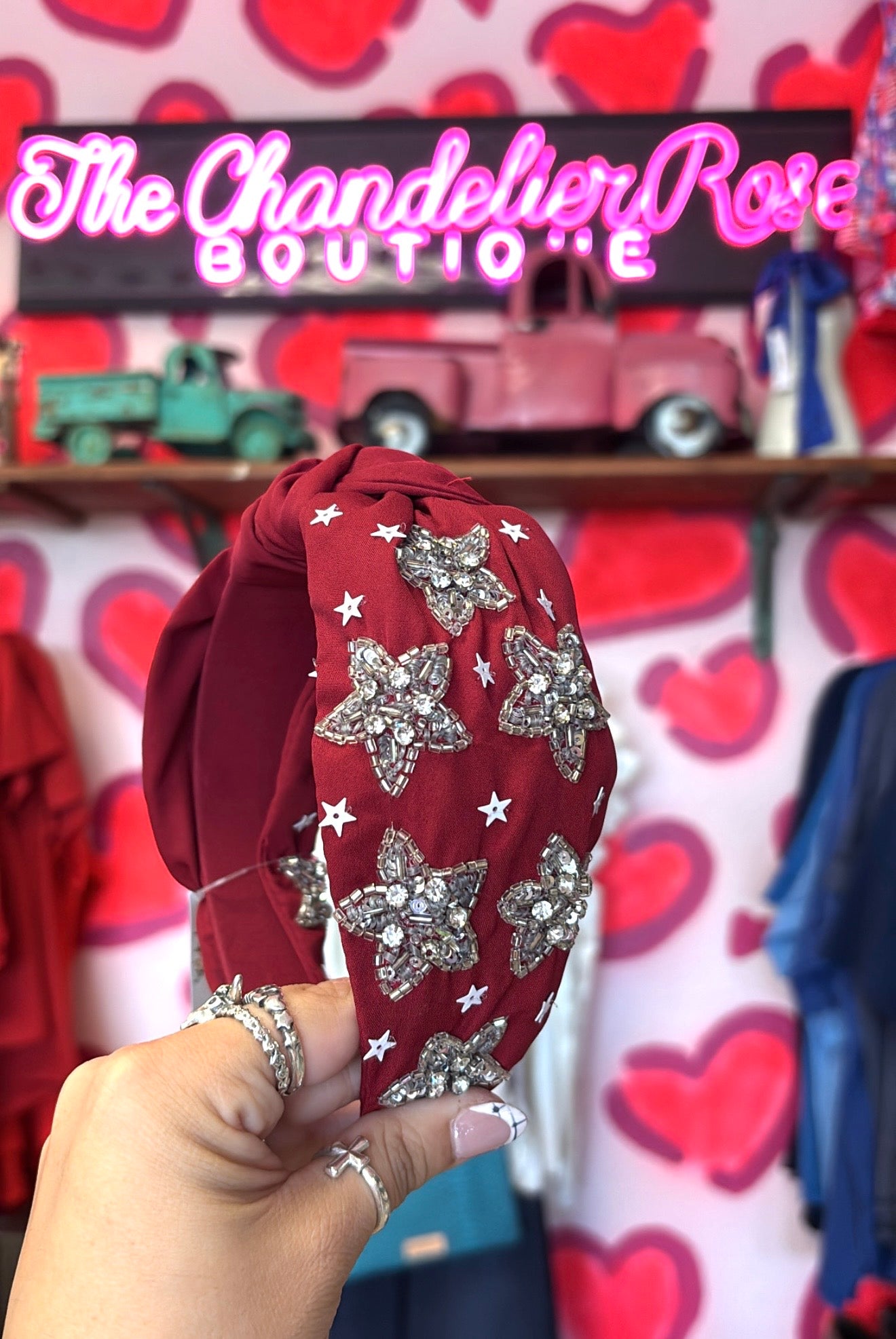 Maroon with Silver Stars Headband