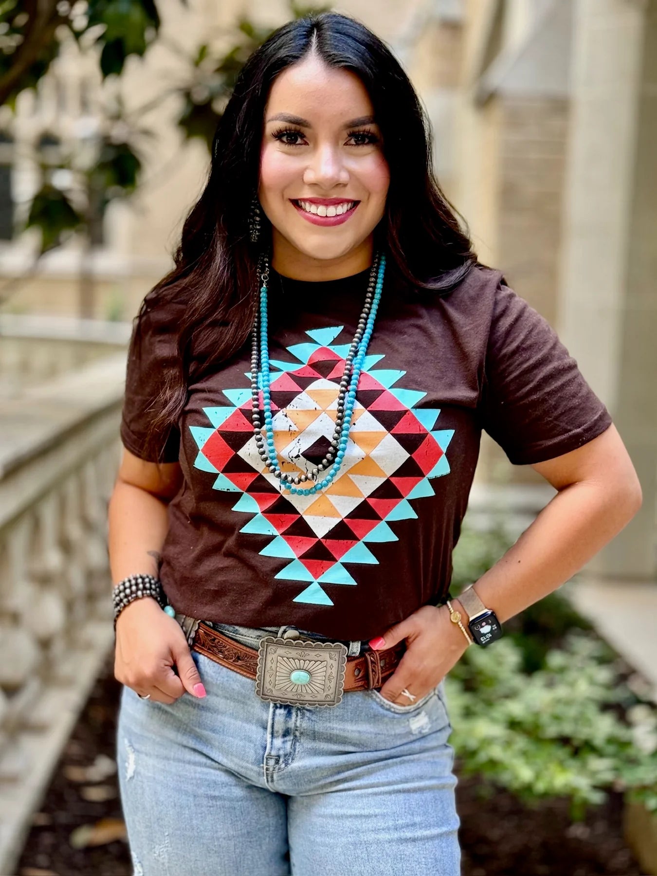 RYANNE'S FALL AZTEX TEE - ESPRESSO